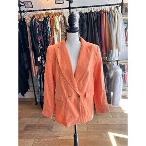 Magaschoni Linen Double-Breasted Blazer, Sherbert Orange, NWT